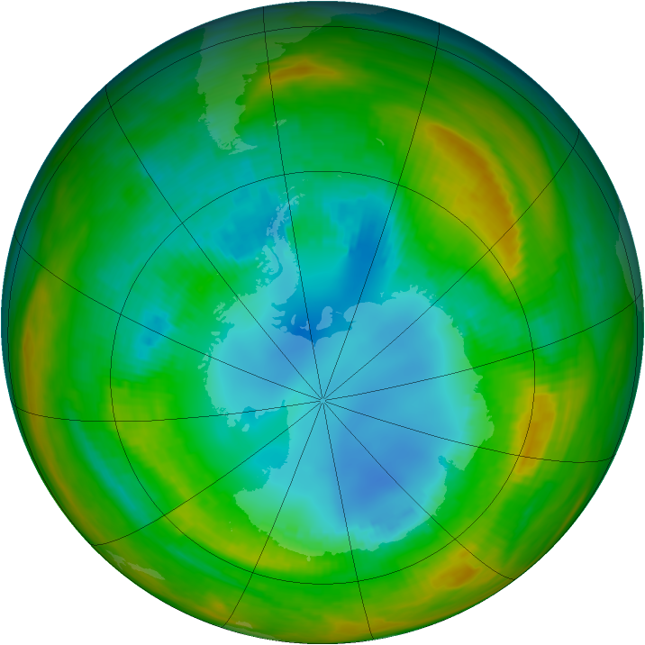 Antarctic ozone map for 18 August 1983